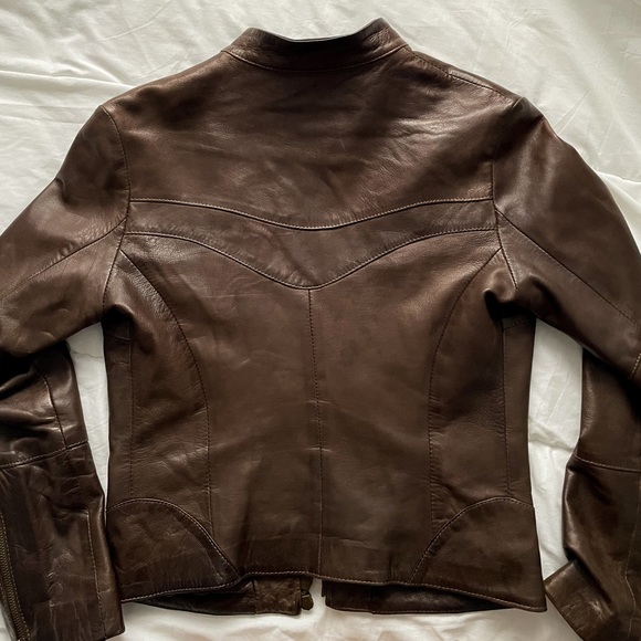 SOLD Vintage brown leather moto jacket - Picture 2 of 4